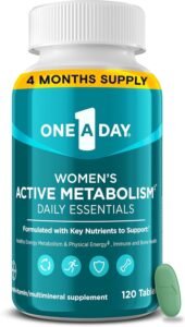 One A Day Women's Active Metabolism Daily Essential, Multivitamin for Women, Metabolism Support, Vitamins for Women with All 8 B-Vitamins, Vitamin D, Magnesium & More,